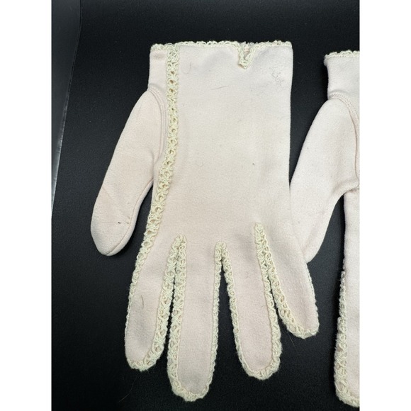 Vintage Max Mayer's Gloves Pink With Lace - Size 8 1/2 - Picture 5 of 10